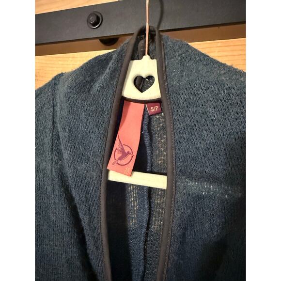 3 Stones Free People Knitted Cardigan Double Zippered Teal Womens Size Petite S - Picture 3 of 5